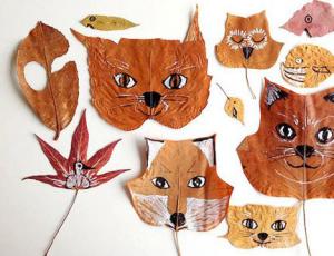 秋天落叶简单手工制作有趣的动物脸谱