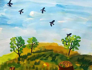 关于环保的画：儿童环保画图片大全-没有家园的鸟儿