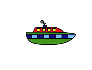 轮船简笔画画法