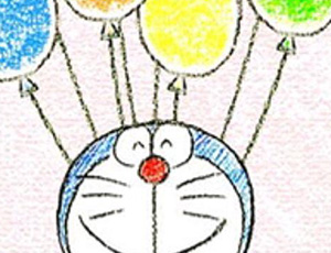 儿童蜡笔画：可爱的机器猫