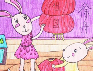 庆国庆的儿童画：国庆挂灯笼，庆国庆儿童画大全