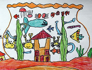 海底世界儿童画：想象中的海底世界