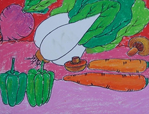 儿童蜡笔画：营养的蔬菜