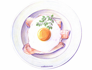 彩色铅笔画：好吃又营养的鸡蛋