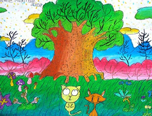 儿童画春天图片：春天的树木