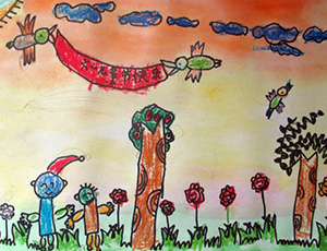 六一儿童节儿童画：精灵的欢乐