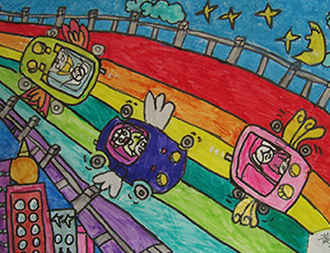 未来的桥主题儿童画图片：未来的桥