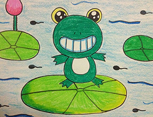 关于夏天的儿童画：夏天的小青蛙
