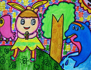 六一儿童节主题儿童画：共同庆祝六一