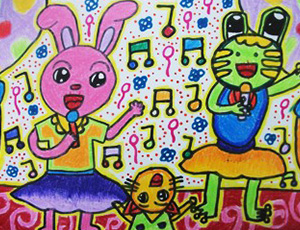 六一儿童节儿童画：动物也欢乐