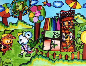 庆六一儿童画：小动物的六一乐园