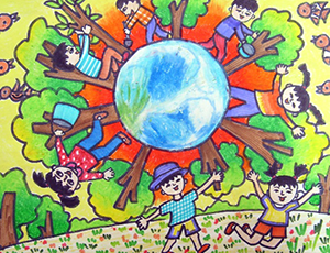 绿色家园儿童画图片：我的绿色家园（小学生绘画）