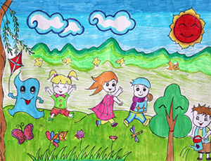 绿色家园儿童画图片：绿色家园环保画