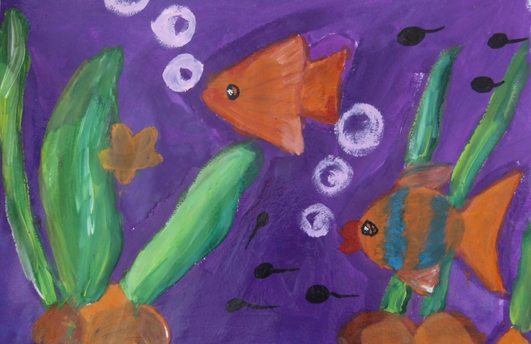 儿童画小鱼世界