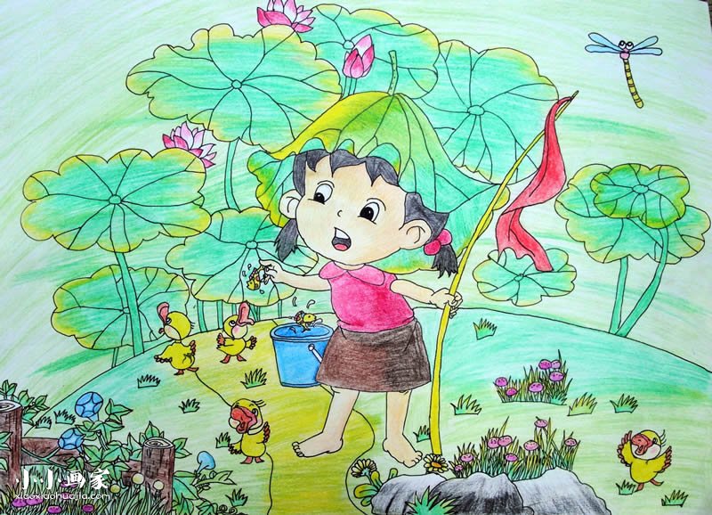 暑假里的充实生活蜡笔画作品图片- www.yiyiyaya.cn