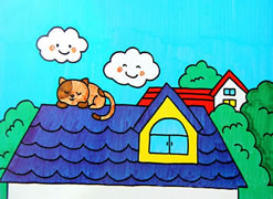 屋顶上的小懒猫