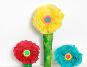 儿童手工制作纸筒搓纸花