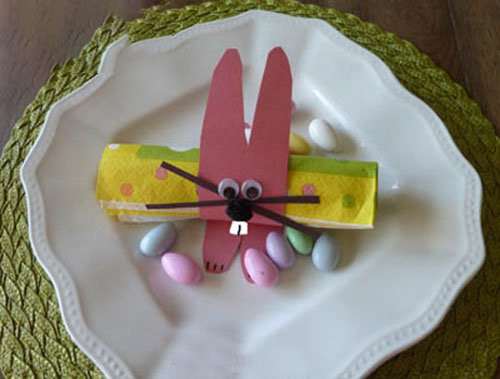 卷纸筒制作复活节可爱兔子餐巾环 腿