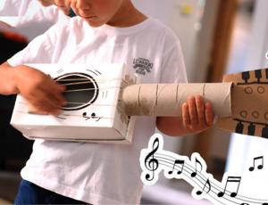 儿童创意DIY 废纸盒纸筒制作吉它