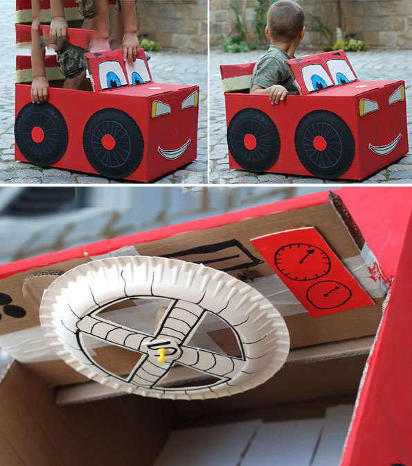 废纸箱制作大型玩具汽车闪电麦昆