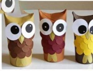 儿童DIY制作可爱的纸筒猫头鹰