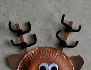 圣诞节儿童制作纸盘驯鹿