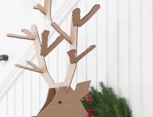 圣诞节手工装饰 废纸板DIY制作驯鹿