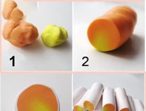 水果手工 粘土制作切片橙子图解