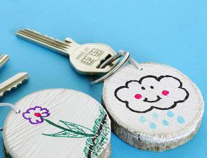 母亲节礼物DIY 手绘木质钥匙扣
