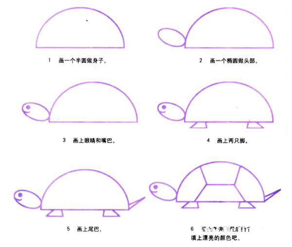 乌龟简笔画的画法步骤教程