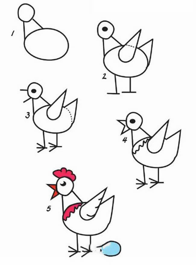 简笔画下蛋的母鸡画法图片