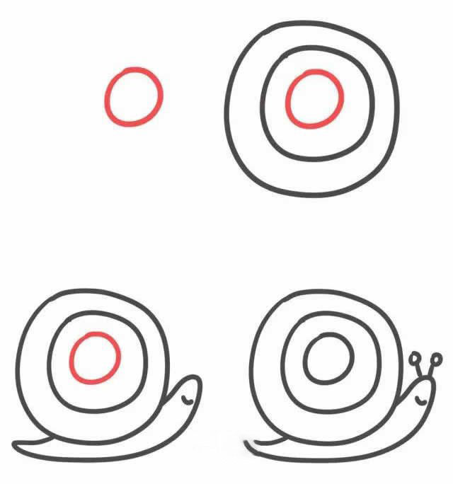 字母O简笔画蜗牛的画法图片
