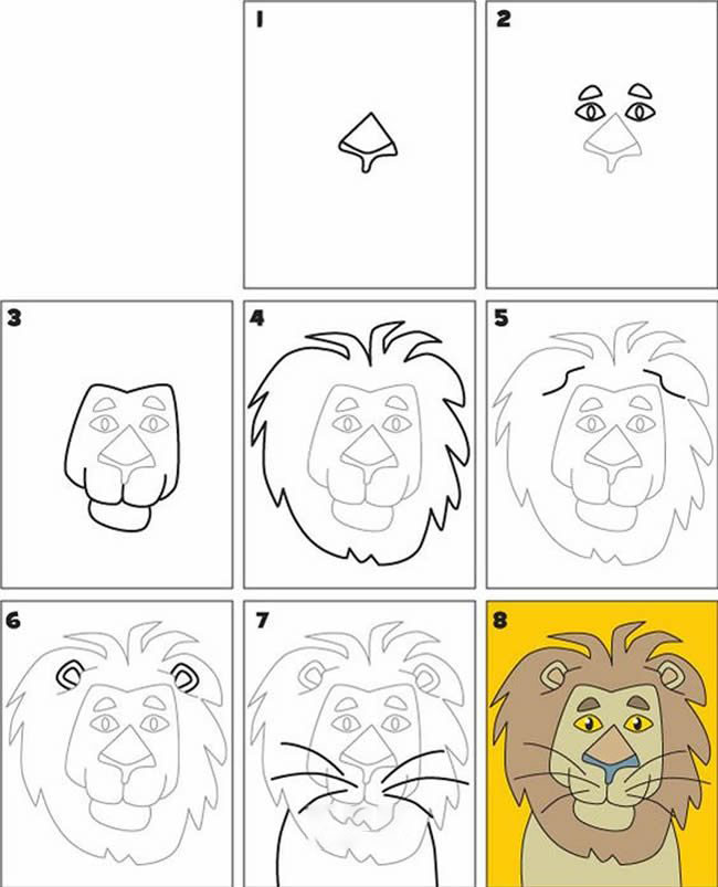 简笔画卡通狮子的图片彩色