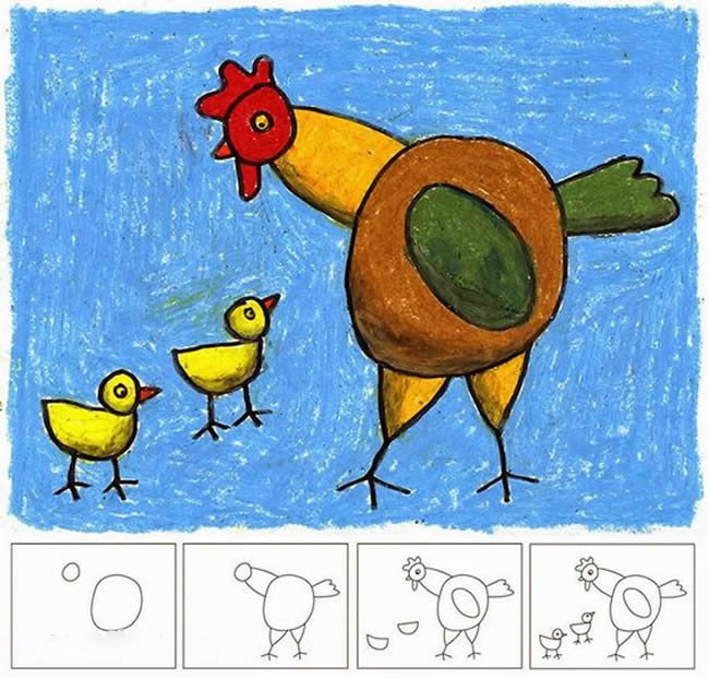 简笔画鸡妈妈和小鸡的图片步骤