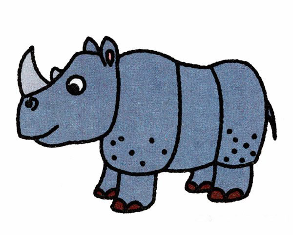 简笔画大犀牛的画法图片步骤