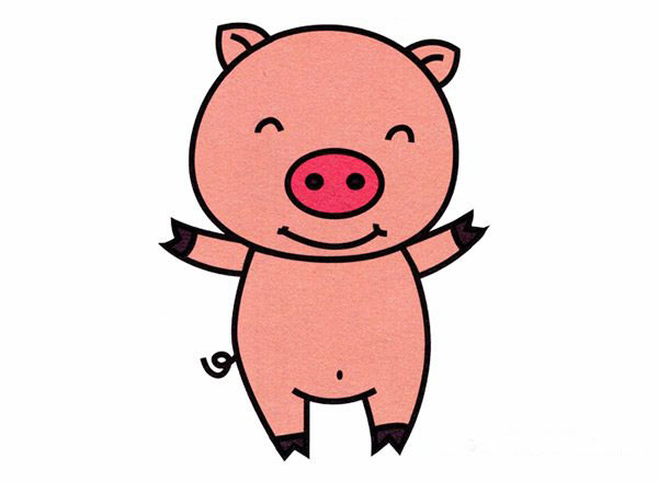简笔画粉红小猪的画法图片