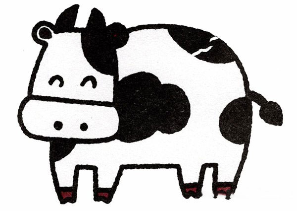 简笔画卡通风格的奶牛图片步骤