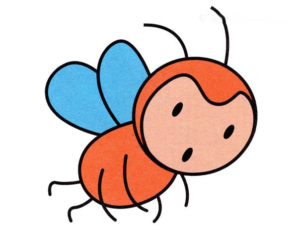 可爱的卡通小蜜蜂简笔画画法彩色