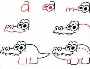 简笔画卡通风格的小鳄鱼图片步骤