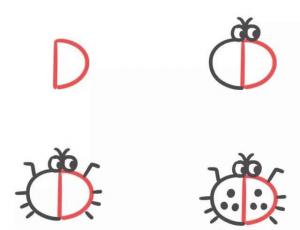 字母D简笔画瓢虫的图片教程