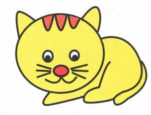 趴着的可爱小猫简笔画画法图片教程