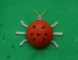 教你用西红柿制作可爱的儿童小玩具七星瓢虫的详细图解