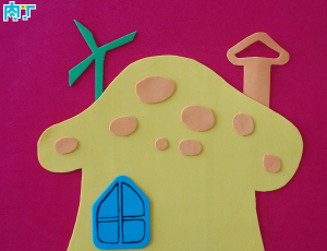 用彩色海绵纸制作的精美儿童粘贴画小房子的详细图解