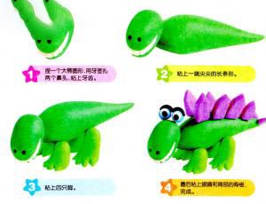 幼儿彩泥作品图片 DIY恐龙剑龙的做法图解