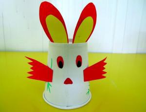 幼儿园手工制作 一次性纸杯DIY可爱的小兔子
