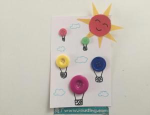 幼儿园小班手工教案 纽扣拼贴画之热气球的做法