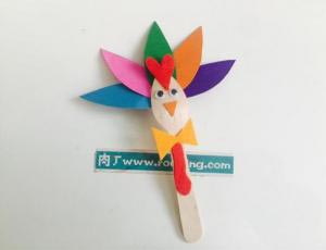幼儿园中班艺术教案—木勺创意《感恩节火鸡》手工活动