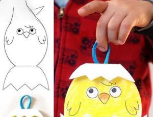 幼儿园剪纸手绘立体画 蛋壳小鸡手工制作教程