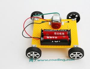 创意儿童电动积木科技小制作 酷炫的塑料皮带传动电动车