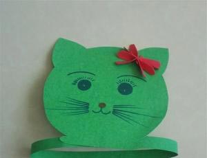 教你用卡纸制作漂亮可爱的儿童手工DIY小猫头饰的图解